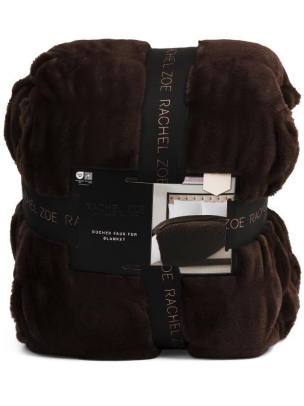 Rachel Zoe Plush Faux Fur Blanket - Dark Chocolate